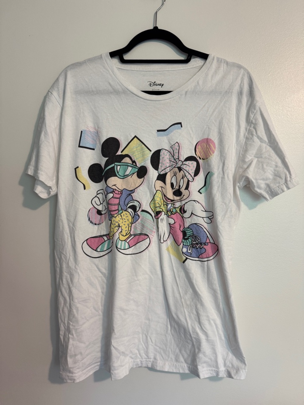 Disney White Tee with Pastel Mickey & Minnie Graphic